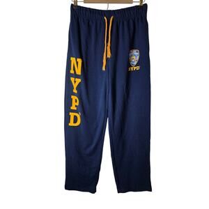 NYPD Navy Blue Big Logo Active Sporty Sweatpants Workout Casual SZ M